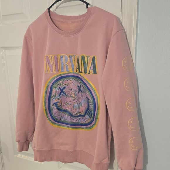 NIRVANA Pink and Yellow Graphic Women's Sweater - Picture 5 of 6
